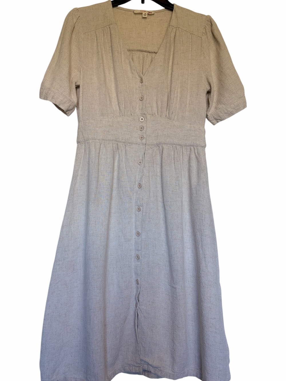 orange creek Neutral Button-Front Midi Dress
